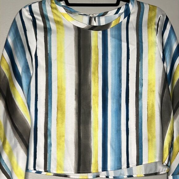 Zara Striped Long Sleeve Cropped Blouse Size Small - Picture 6 of 10